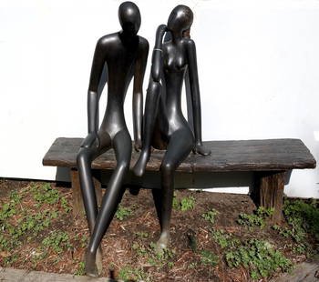 Ruth BLOCH Bronze Sculpture of a Couple on a Bench