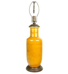 Chinese Yellow Vase Mounted as a Lamp