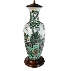 Chinese Famille Verte Vase Mounted as a Lamp