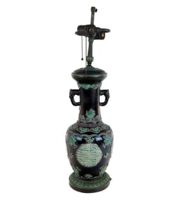 Chinese Famille Noire Vase Mounted as a Lamp