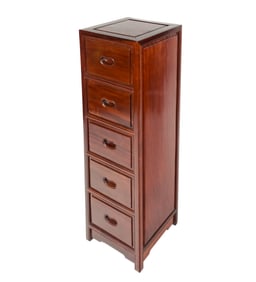 Chinese Rosewood Five Drawer Pedestal Chest