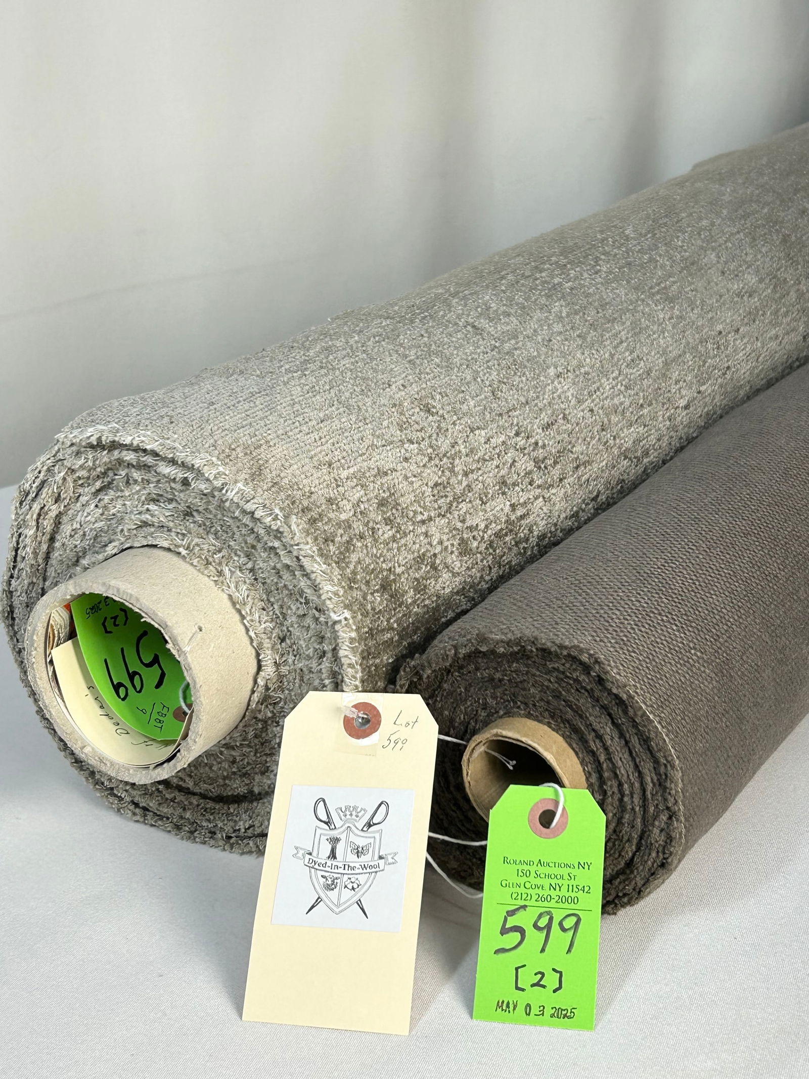 Mocha Linen And Dedar's Linen-Faced Velvet Fabric: 1) 6 yards of a Belgium mocha-colored multi-purpose linen, 55" width. Durable, so best for upholstery. Though there are actually 7 1/4 yards, we felt only 6 yards were billable. Those 6 yards are in g