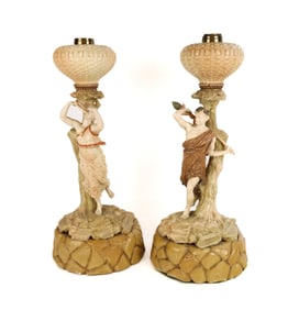 Companion Pair of Composite Figural Lamp Bases