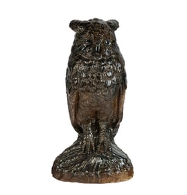Brown Glazed Owl Sculpture