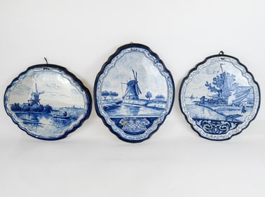 Three Delft Blue and White Wall Appliques