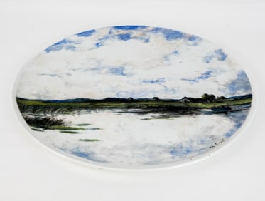 Hand-Painted Impressionist Landscape Charger