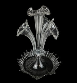 Victorian Glass Four Horn Epergne