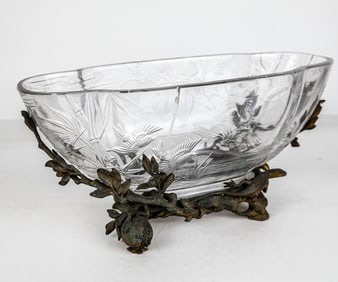 Bronze and Engraved Glass Centerpiece