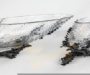 Bronze and Engraved Glass Centerpiece