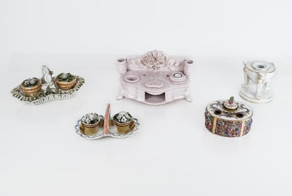 Group of Five Ceramic Inkstands, 5