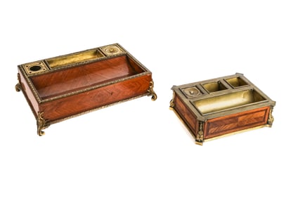 Two Gilt Bronze and Wood Inkstands, 2
