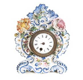 Porcelain Hand-Painted Floral Table Clock