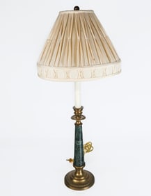 Brass and Green Stone Table Lamp