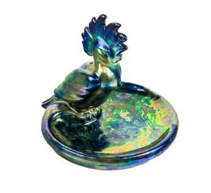 Zsolnay Eosin-Glazed Earthenware Cockatiel Ashtray
