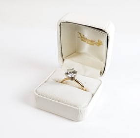 Diamond and 14K Gold Solitaire Ring