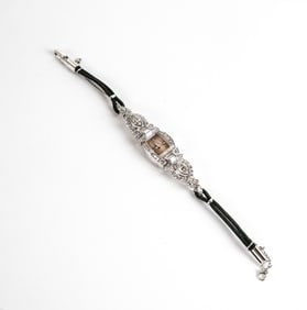 Hamilton Diamond Platinum and Cord Wristwatch