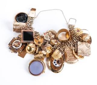 Gold and Metal Charm Bracelet