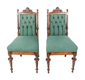 Pair Victorian Eastlake Mahogany Side Chairs