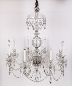 Venetian Cut Crystal Eight-Light Chandelier