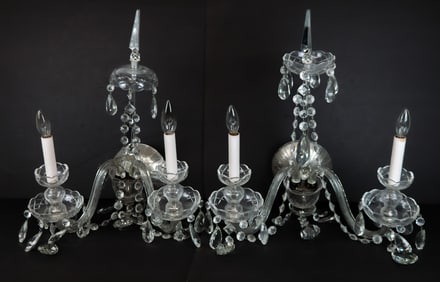 Four Venetian Cut Crystal Girandole Sconces
