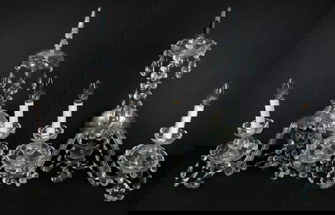 Four Venetian Cut Crystal Girandole Sconces