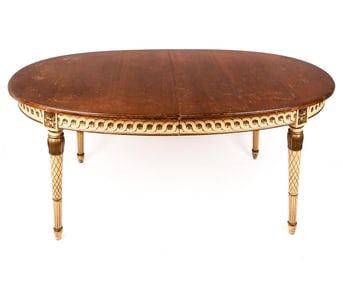 Louis XVI Mahogany & Gilt Decorated Dining Table