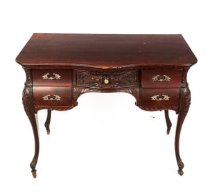American Carved Mahogany Desk / Vanity