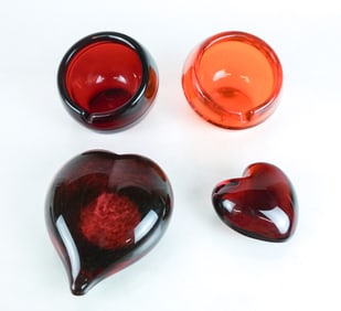 Group Of Four Colored Crystal Objects