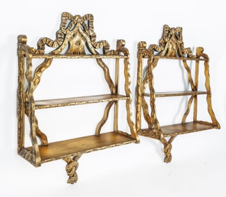 Pair of Venetian Rococo Giltwood Shelves