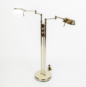 Two-Light Adjustable Brass Floor Lamp