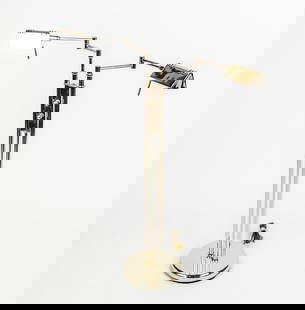 Two-Light Adjustable Brass Floor Lamp