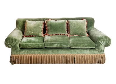 Green Chenille Upholstered Couch