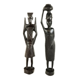 African Carved Ebony Figures, 2