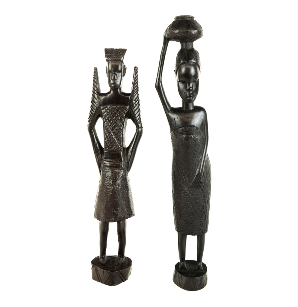 African Carved Ebony Figures, 2 (1 of 7)
