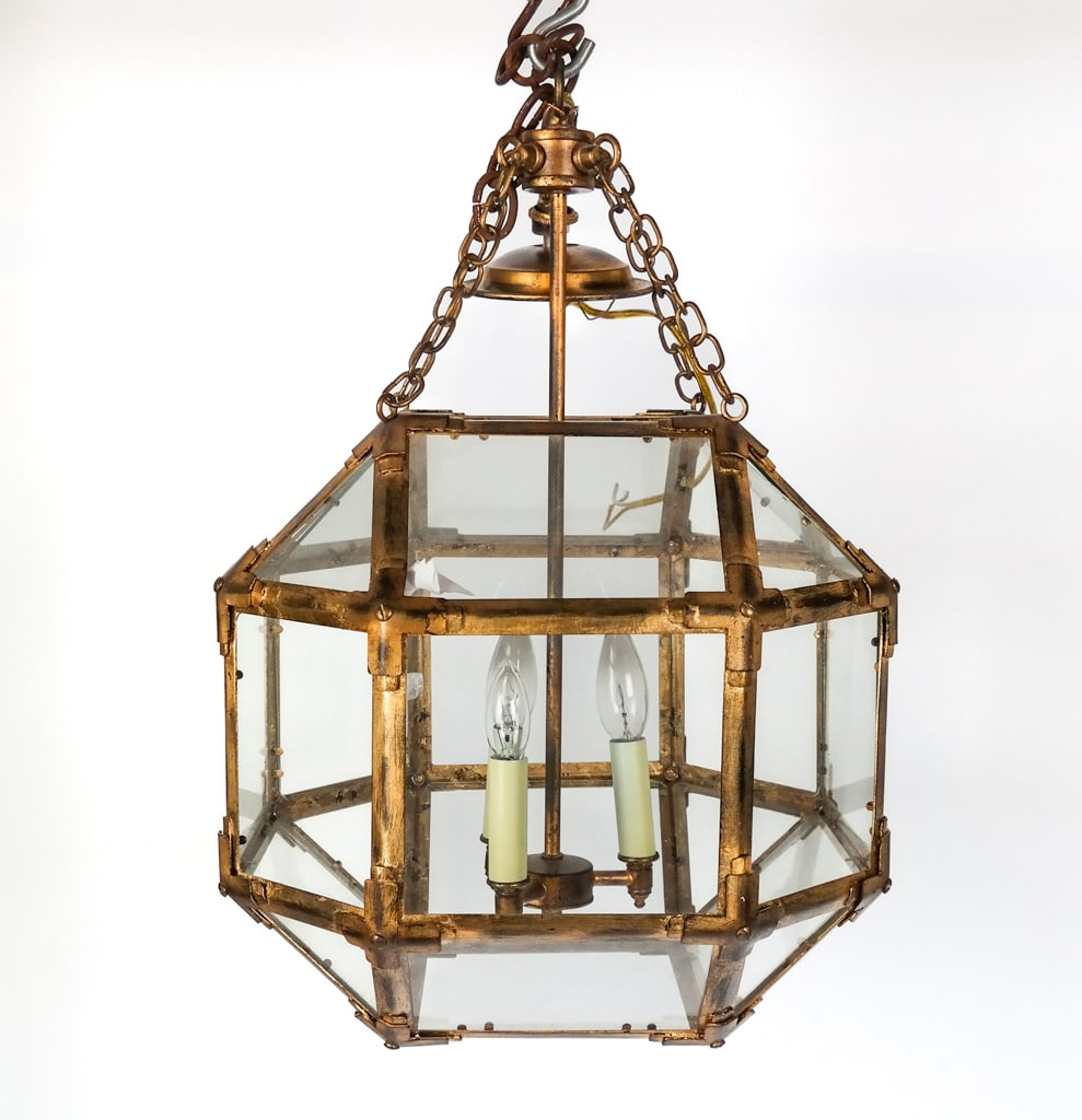 Octagonal 3-Light Metal and Glass Lantern (1 of 12)