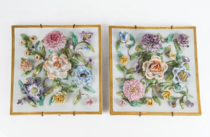 Capodimonte Pair of Porcelain Flower Appliques