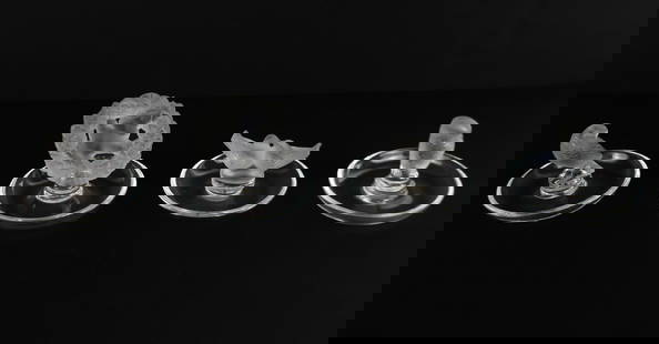 Lalique Rapace Crystal Ring Dishes, 4