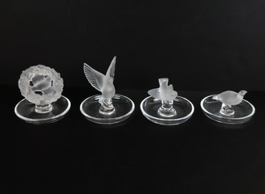 Lalique Rapace Crystal Ring Dishes, 4