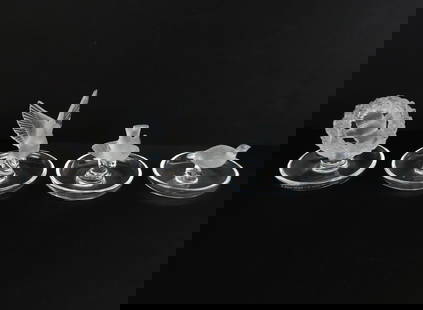 Lalique Rapace Crystal Ring Dishes, 4