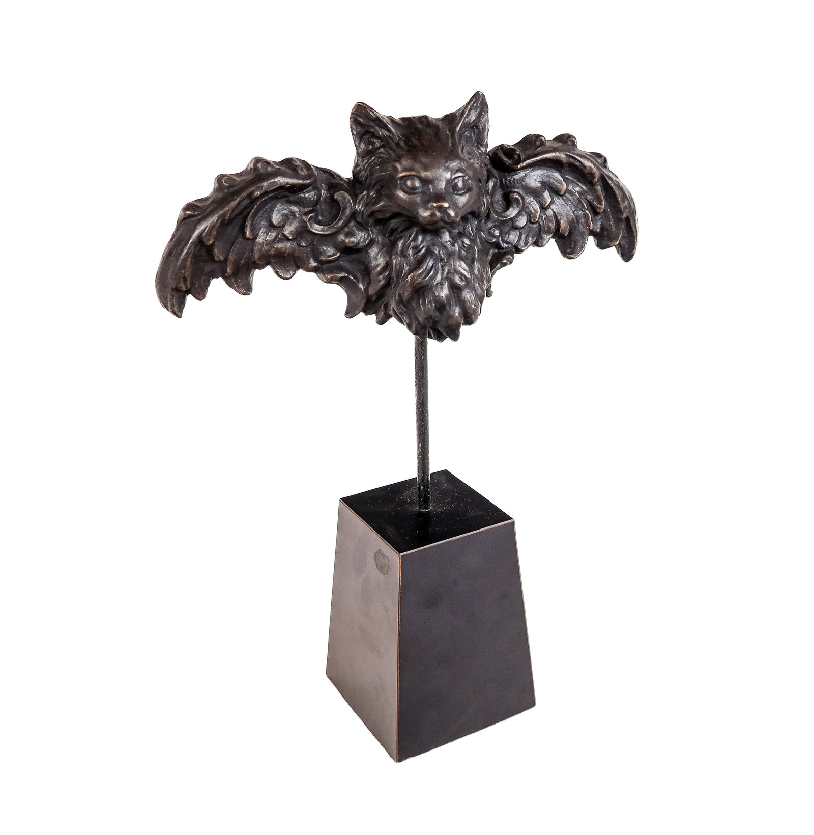 Julie PRINCE Bronze Figure of a Bat: Julie Prince (American) art nouveau inspired bronze figure of a bat, on stand, signed on reverse JPrince @NY 1/13 '92 [ 12.25" H x 9.25" W x 3.25"]. Overall condition is good. From the esteemed collec