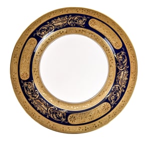 Shelly Cobalt and Gilt Decorated Dinner Plates, 12