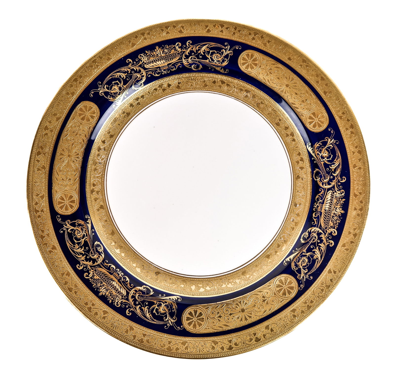 Shelly Cobalt and Gilt Decorated Dinner Plates, 12 (1 of 10)