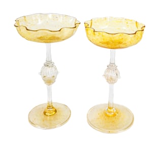 Pair of Venetian Art Glass Chalices