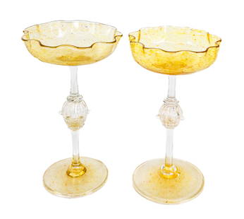 Pair of Venetian Art Glass Chalices