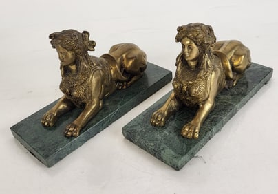 Pair of Egyptian Revival Bronze Sphinx Accessories