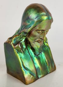 Zsolnay Eosin-Glazed Earthenware Bust of Jesus