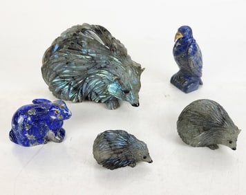 Five Specimen Stone Animals Figures