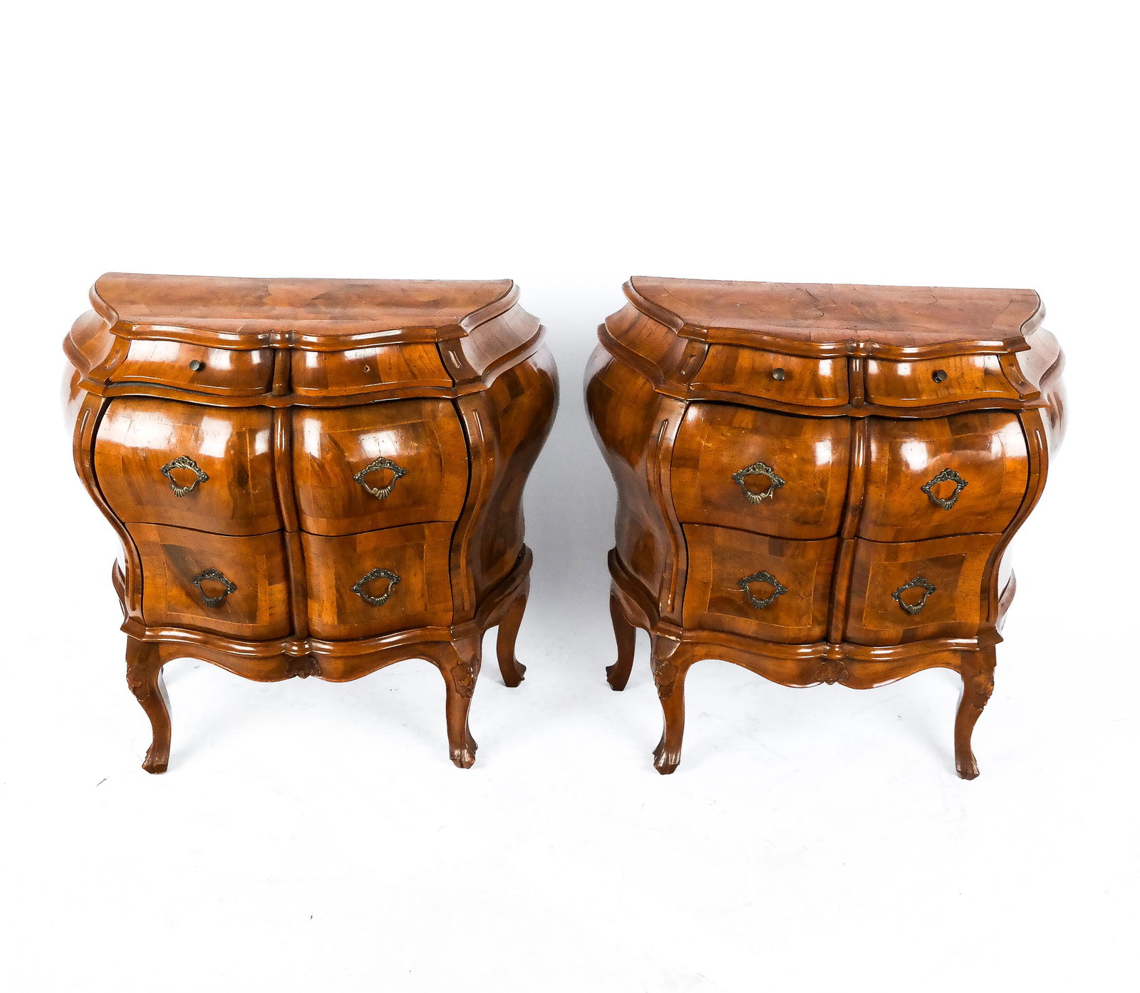Pair of Olivewood Bombe Commodes (1 of 11)