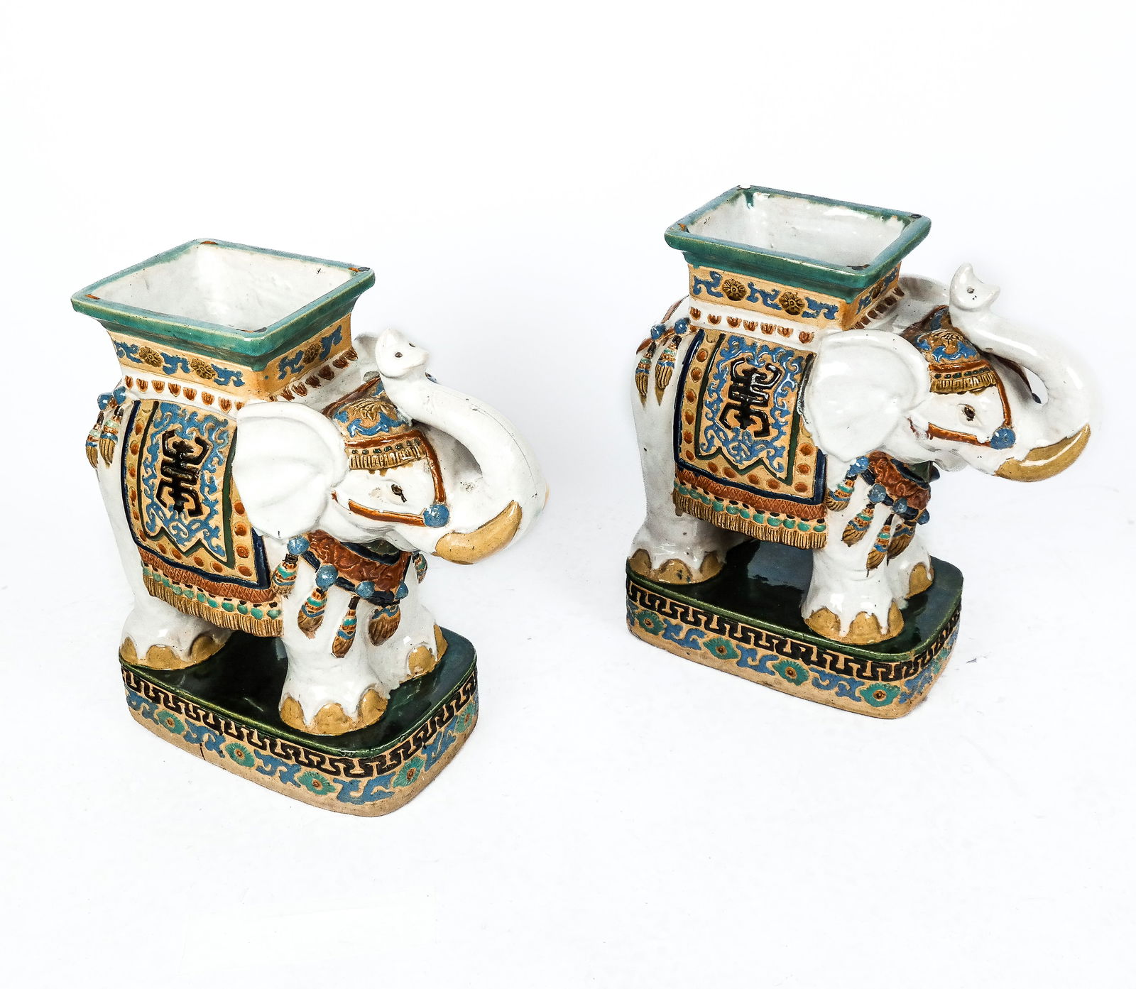 Pair Ceramic Elephant Form Side Tables (1 of 10)