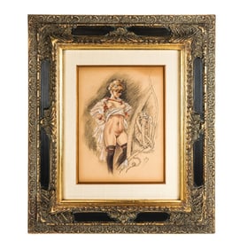 Felicien ROPS: "Impudence" - Mixed Media